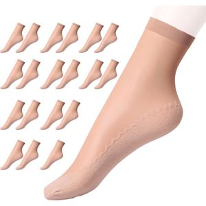 Somstyle Zijde Dames Sokken Set - 10 Paar - Pantysokjes - Enkelsokken - Beige