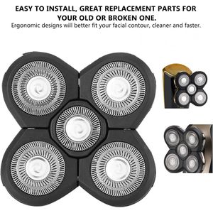 Universele vervangende roterende scheerkop met 5 mesjes voor elektrisch scheerapparaat