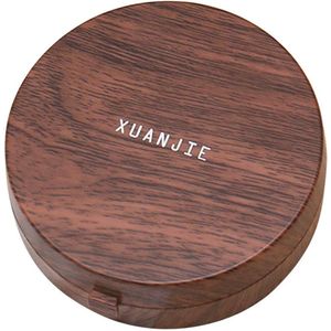 Contact Lens Box met Spiegel - Contact Lens Houder - Reiskoffer en Thuisgebruik - Lichtbruin - Houtlook - Neutraal - Aardse Tinten