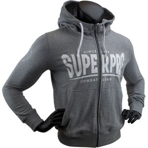 Super Pro Hoody met Rits S.P. Logo Grijs/Wit Extra Large