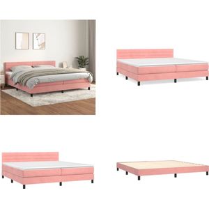 vidaXL Boxspring met matras fluweel roze 200x200 cm - Boxspring - Boxsprings - Bed - Slaapmeubel