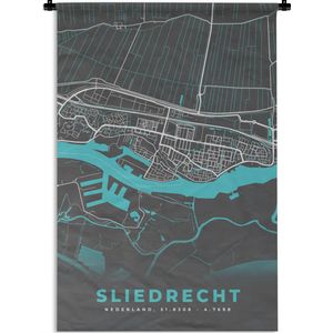 Wandkleed - Wanddoek - Kaart - Sliedrecht - Stadskaart - Plattegrond - 60x90 cm - Wandtapijt