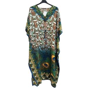 Kaftan - Jurk met print 159 One size 36-50 groen/oranje/blauw