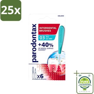 25 x Parodontax - Ragers - Interdentale Ragers 0,6 mm - ISO Maat 3 - 6 ragers - Grootverpakking - Interdentale Ruimte Reinigen - Tandplak Verwijderen - Tandvlees Gezond Houden - Tandenborstel Vervangen - Interdentale Reiniging