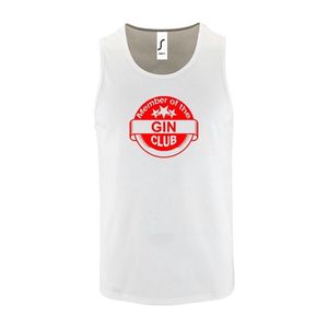 Witte Tanktop sportshirt met ""Member of the Gin club"" Print Rood Size XL