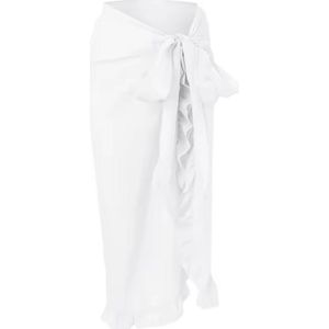Strandrok - Dames Strandkledding Omslagdoek - Vrouwen Strandjurkje - Omslagdoek Effen - Sarong met Roches - Wit - LOUZIR