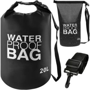 MOZY - Drybag - 20 liter - Zwart - Waterdichte Tas - Strandtas - Droogtas - Survival Tas - Kamperen