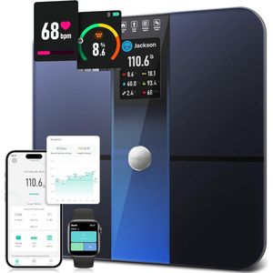 Slimme digitale weegschaal met 3,5 inch TFT-kleurendisplay - Hoge precisie voor lichaamsgewicht, vetpercentage en BMI