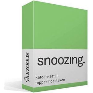 Snoozing - Katoen-satijn - Topper - Hoeslaken - Tweepersoons - 140x200 cm - Lime