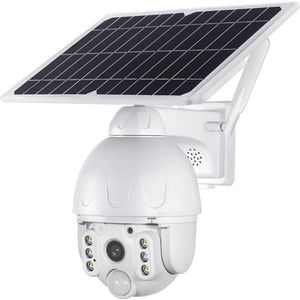DrPhone IPCAM5 – 1080P Full HD - 4G Sim - 4MP - PTZ Camera - 355° PAN 160 ° Tilt – Zonne Energie – IP67 Waterdicht – Audio – Beveiligingscamera – Wit