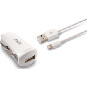 USB-Autolader + MFi Lightning Kabel 2.4 A Wit