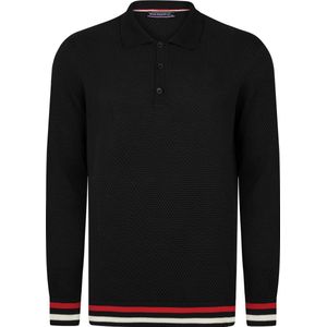 Felix Hardy - Gebreide Polo Trui - Zwart - 100% Katoen - Heren
