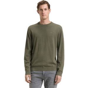 Tom Tailor Heren trui BASIC CREWNECK KNIT bequem Olijf XL Ronde Hals Volwassenen