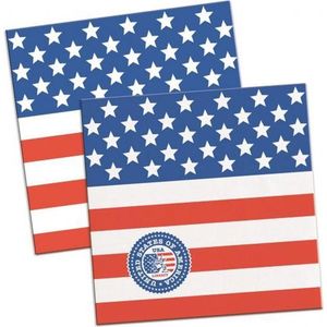 60x Amerikaanse vlag/USA themafeest servetten 25 x 25 cm papier - Thema papieren wegwerp tafeldecoraties