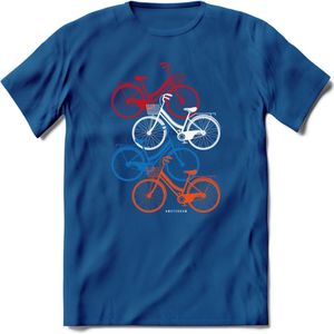 Amsterdam Bike City T-Shirt | Souvenirs Holland Kleding | Dames / Heren / Unisex Koningsdag shirt | Grappig Nederland Fiets Land Cadeau | - Donker Blauw - XL