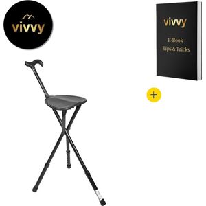Wandelstok Met Zitje - Zitstok Opvouwbaar - Flipstick Lichtgewicht - 100% Tevredenheidsgarantie - 57 Cm