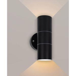 Ledmatters - Wandlamp Zwart - Up & Down - Dimbaar - 8 watt - 350 Lumen - 4000 Kelvin - Koel wit licht - IP65 Buitenverlichting