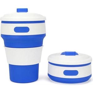 IBBO® - Koffiebeker to go - Inklapbare beker - Duurzame beker - 100% BPA vrij - Opvouwbaar - Reisbeker - Meeneem beker -Travel cup - Milieuvriendelijk - 350 ml - Donkerblauw