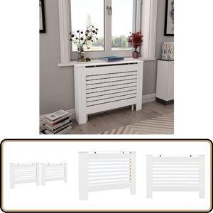 vidaXL Radiatorombouwen 2 st MDF Wit 112x19x81,5 cm Radiatorombouw - Radiatordecoratie - Mdf Meubels - Badkameraccessoires - Living Accessoires