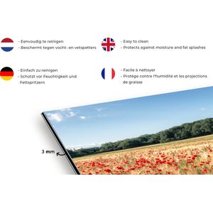 Spatscherm keuken 120x80 cm - Kookplaat achterwand Wilde Klaprozen in een groot veld - Muurbeschermer - Spatwand fornuis - Hoogwaardig aluminium