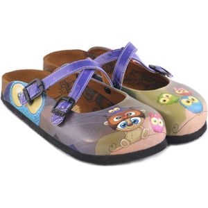 GOBY Clogs met Uilenprint – Handgemaakt – Premium Kwaliteit – Maat 36