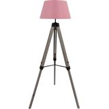 MaxxHome Vloerlamp Lilly - Leeslamp - Driepoot - Hout -145 cm - E27 - LED - 40W - Rose