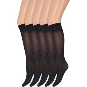 Glans pantykousen | Kniekousen | 35 Denier | Merk: Marianne | One Size | Kleur: Blauw | 5 Paar