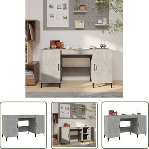 The Living Store Bureau 140x50x75 cm bewerkt hout betongrijs - Industriële Bureau - Houten Bureau - Beton Grijs Bureau - Compact Bureau - Werkstation