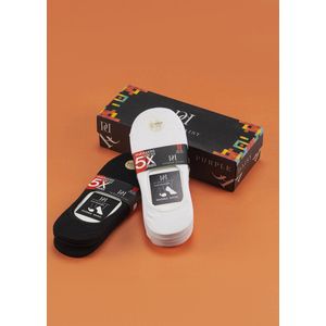 Purple-Daisy Invisible sneaker - Footies Multipack Kousenvoetje - Unisex - 6 Paar - 10 Paar (pd2002) -SALE- Maat 35-39 - ZWART / WIT