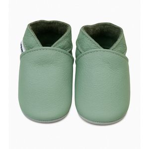 Lichtgroene effen leren babyslofjes van Baby-Slofje maat 16/17