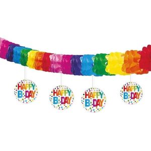 Set van 3x stuks happy B-day verjaardag papieren slingers van 4 meter - Happy Birthday thema party