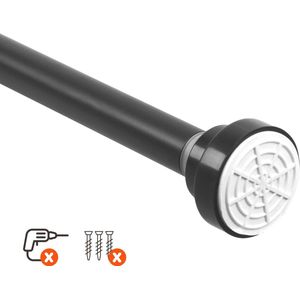 Qproducts Gordijnroede Zonder Boren - 65 tot 100 cm - Uitschuifbaar Douchegordijnstang - Uitschuifbare Klemstang - Metaal Zwart