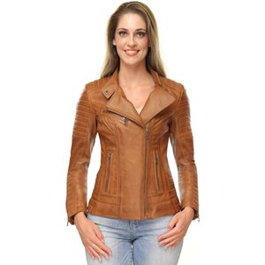 Versano New Phoenix Leren Dames Bikerjack Dames Jas S - Cognac