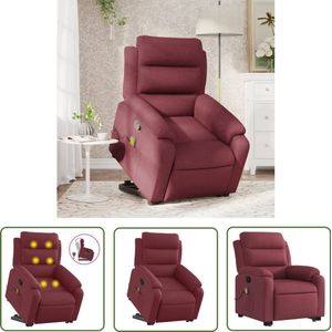 vidaXL Massageruimte - Stapstoel - Sta-op-massagestoel verstelbaar stof wijnrood - Ergonomisch Design - Relaxfauteuil - Elektrisch Bediende Stoel