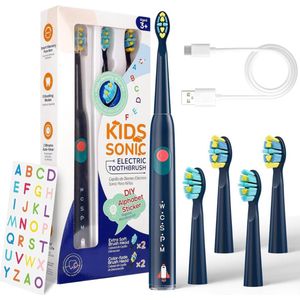 Elektrische Tandenborstel Kind - Oplaadbare Elektrische Tandenborstel Voor Kinderen - Elektrische Tandenborstel Voor Kinderen - Met Intelligente Timer - Voor Jongens En Meisjes - Met Zachte Opzetborstels