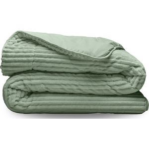 Zelesta Groovebed Green 140x200 - Geribbeld Teddy Dekbedovertrek - 30 dagen proefslapen - Fluffy Dekbedovertrek - Wasbaar dekbed - Dekbed zonder overtrek