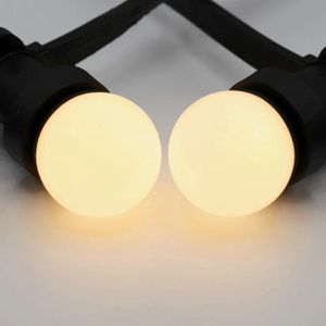 LumenXL - Lichtsnoer voor buiten - 20 meter 30 fittingen - 2 watt 2650K LED lampen - melkwitte kap - IP44 dimmer