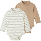 Vertbaudet - Set van 2 Body's - Interlock - 1 Gestreept en 1 Effen