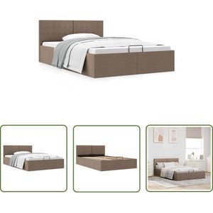 The Living Store Bedframe met hydraulische opslag stof taupe 120x200 cm - Hydraulisch Bed - Stof Bed - Opbergbed - Taupec Bed - Dubbel Bed