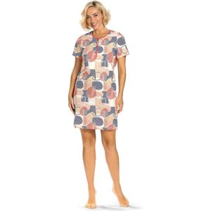 Ascafa Nachthemd 'Geometrical Stripe' - Dames Nachtmode - Korte Mouw - Mixed - Maat 48