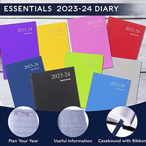 Collins Debden Essentials Academic 2023-24 A4 Weekoverzicht Jaarlijkse kalender Afspraken School College of Universiteit Term Journal - juli 2023 tot juli 2024 - Rood - ESSA43M.15-2324