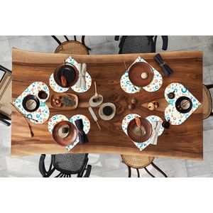 Onderleggers - Placemats - Placemats hartje - Letters - Abc - Oranje - Blauw - Patronen - 6 stuks