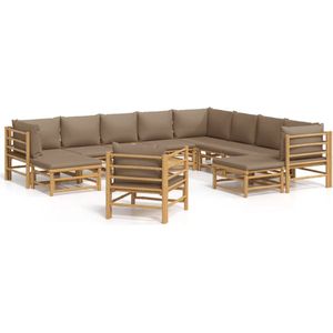 vidaXL-12-delige-Loungeset-met-kussens-bamboe-taupe