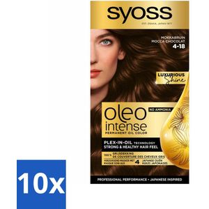 10 x SYOSS - Oleo Intense 4-18 - Haarverf - Permanente Haarkleuring - Mokkabruin - Langdurige Kleur - Haarkleur - Haarverf - Permanente Haarkleuring - Mokkabruin - Haarverf Zonder Ammoniak