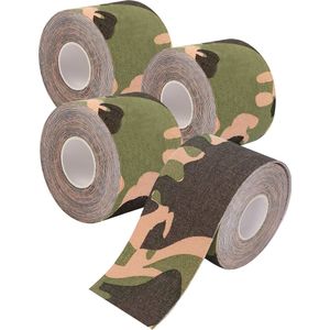U Fit One Sporttape - Kinesiotape - Elastische Fysio Tape - 4 Rollen - 5cm x 5m - Groen Camouflage