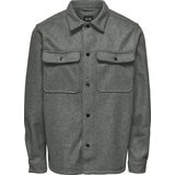 Only & Sons - Onsash Ovr Woolen Look - Overhemd - Castor Gray/Melange - Lange Mouwen