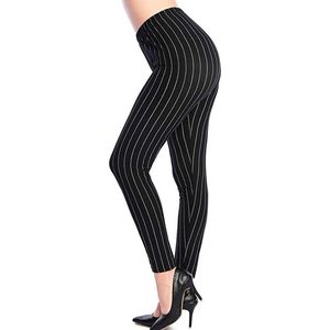Sara Shop- legging met gestreepte patroon / Yogalegging / Yogabroek / Highwaist legging / High Waist Sport Legging / Dames Sport legging / Zwart/ XL