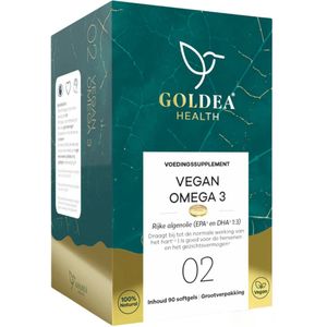 Goldea Health - Vegan Omega 3 - 90 softgels - Voedingssupplement - Algenolie EPA DHA