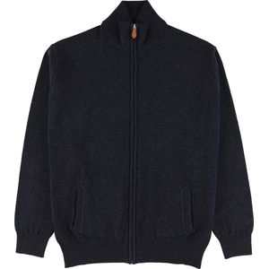 Osborne Knitwear Cardigan met rits - Lamswol - Indigo Melange - 3XL