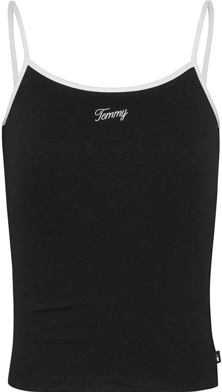 Tommy Jeans Slim Script Binding Mouwloos T-shirt Zwart XS Vrouw